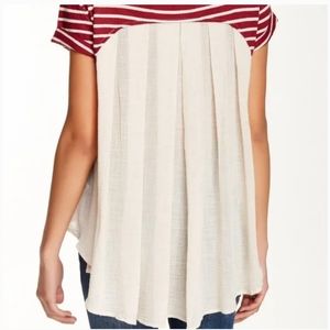 Free People French Kiss Striped Dlowy Back Top Small High Low